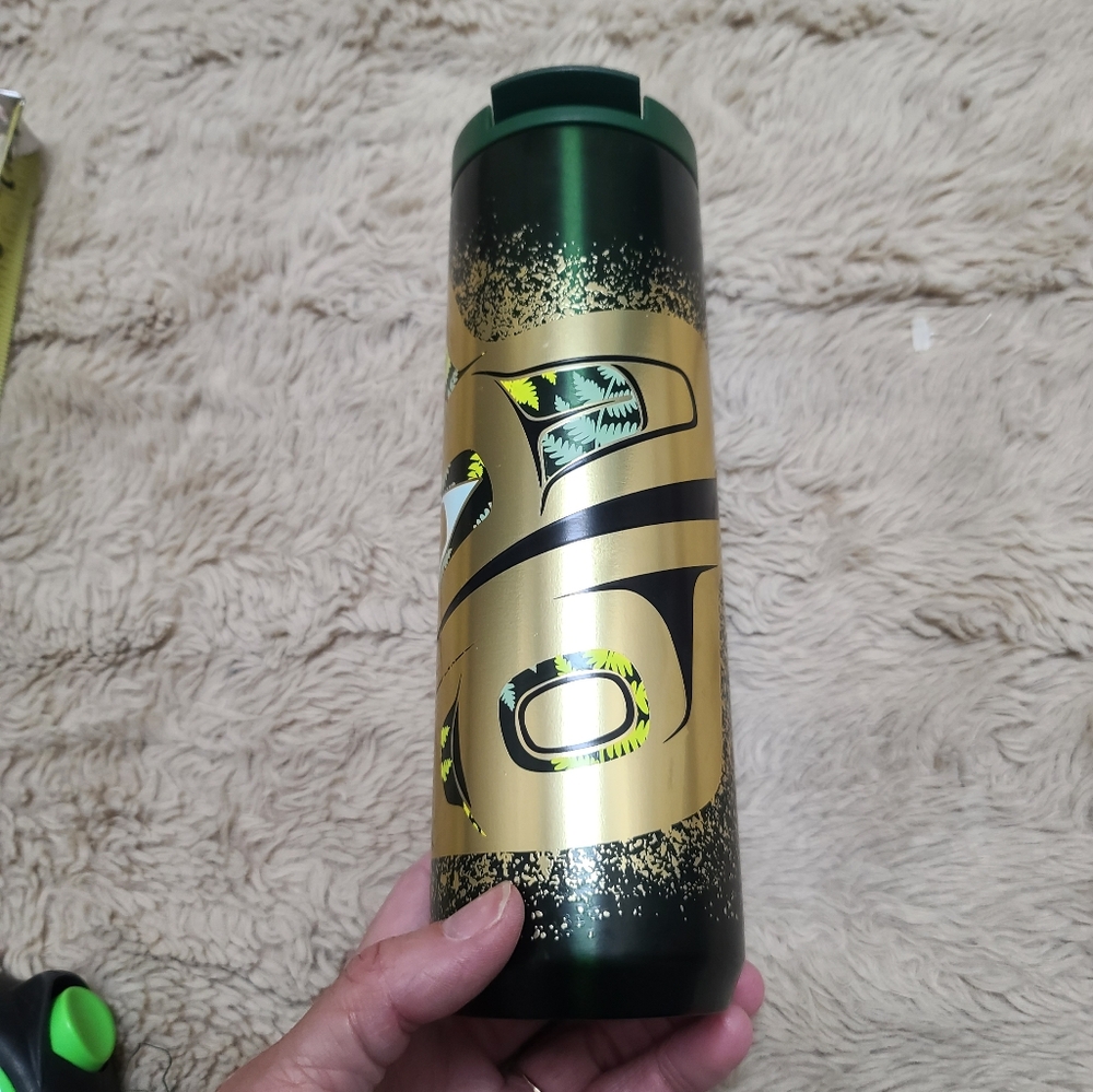 Alison Bremner X starbucks Green and Gold Insulated Tumbler, Alaska - Picture 3 of 8